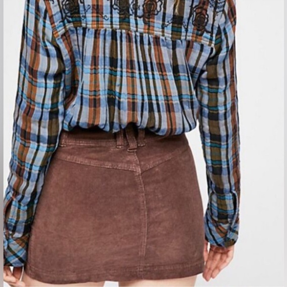 Free People Joanie Cord Skirt in Brown, Size 25, We The Free Mini Corduroy - Picture 3 of 8
